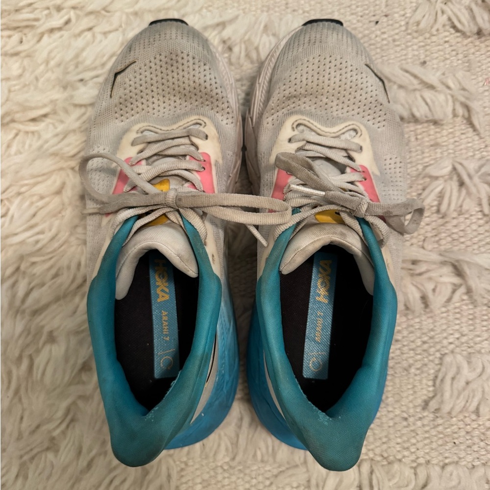 Hoka Sneakers with Teal and Pink Highlights
